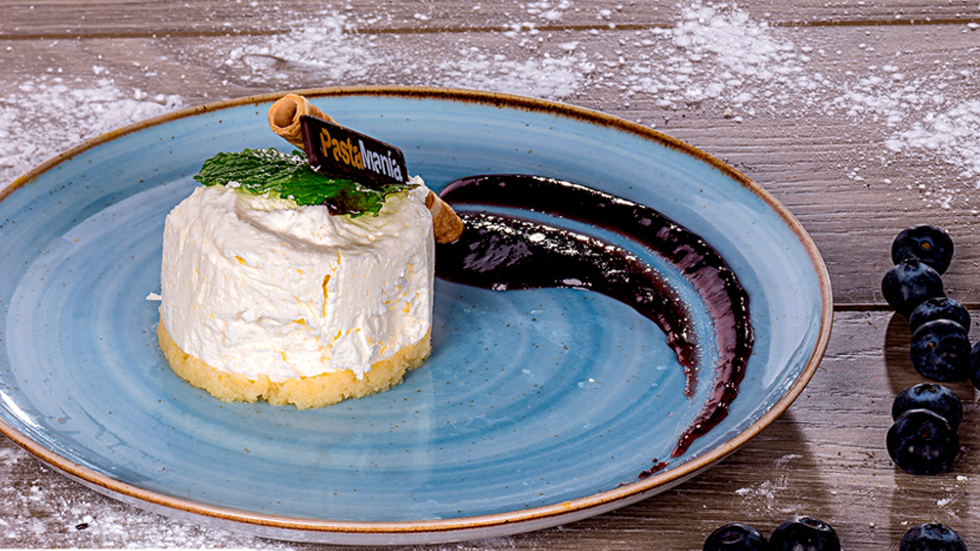 Tarta de requesón y arándanos