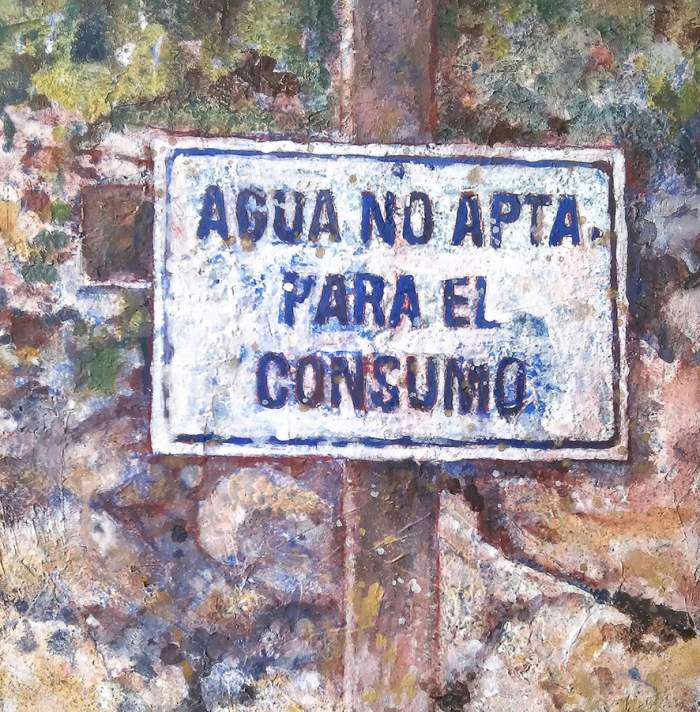 AIGUA NO POTABLE - Tècnica mixta-tremp i pigments naturals sobre tela, 22 × 22 cm