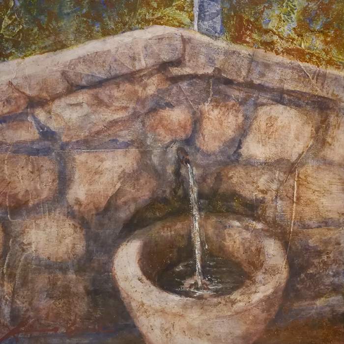 FONT DEL PREVENTORI – Tècnica mixta tremp i pigments naturals sobre tela, 30x30cm