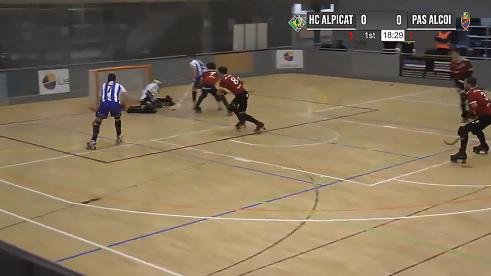 Primer gol del partido, obra de Aleix Pastor / Captura retransmisión HC Alpicat
