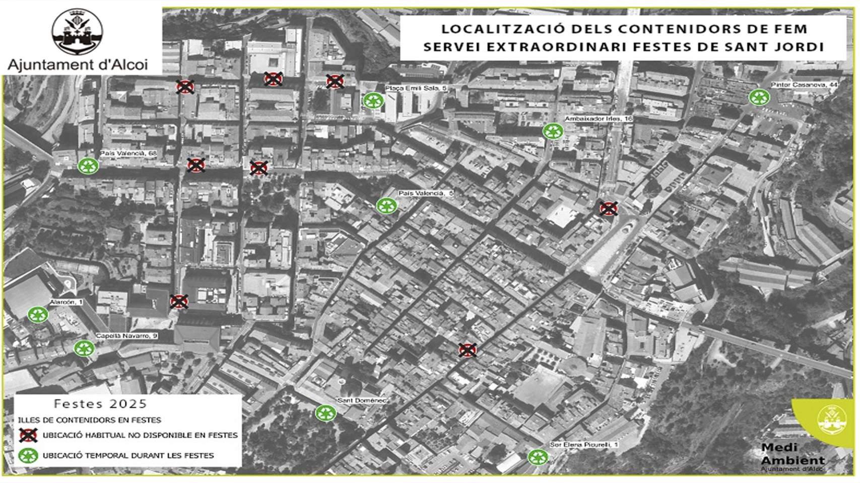 Plano de contenedores en Fiestas