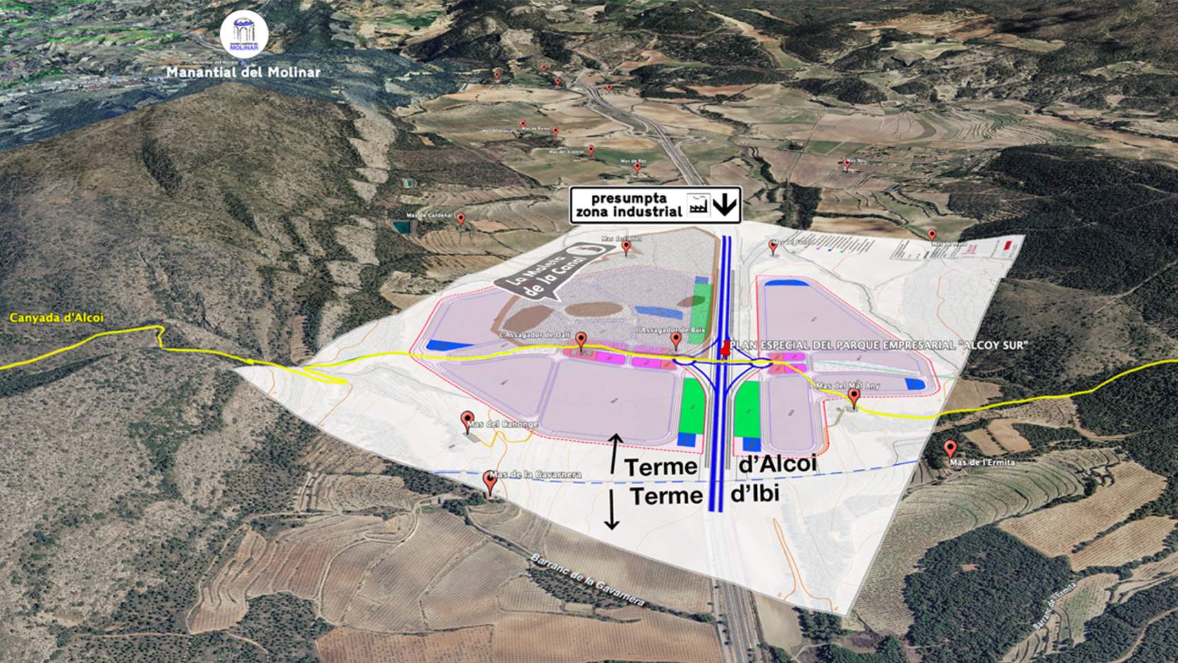El ple d’Ibi rebutja per unanimitat el polígon Alcoi Sud a la Canal