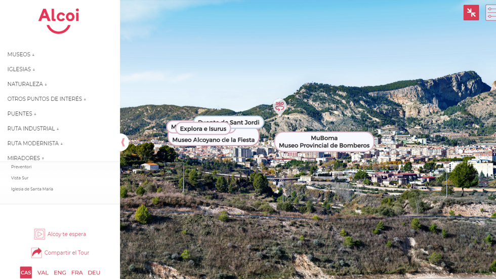 Mirador Virtual de la zona sud de la ciudad // Foto: Captura portal Alcoy