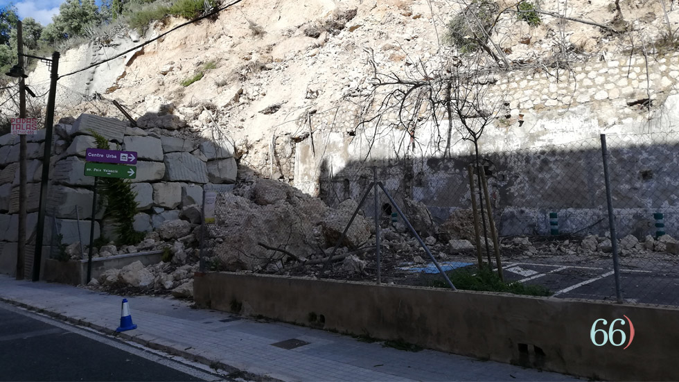 Derrumbe en la Beniata a causa de las fuertes lluvias // Foto: Arxiu Pagina66