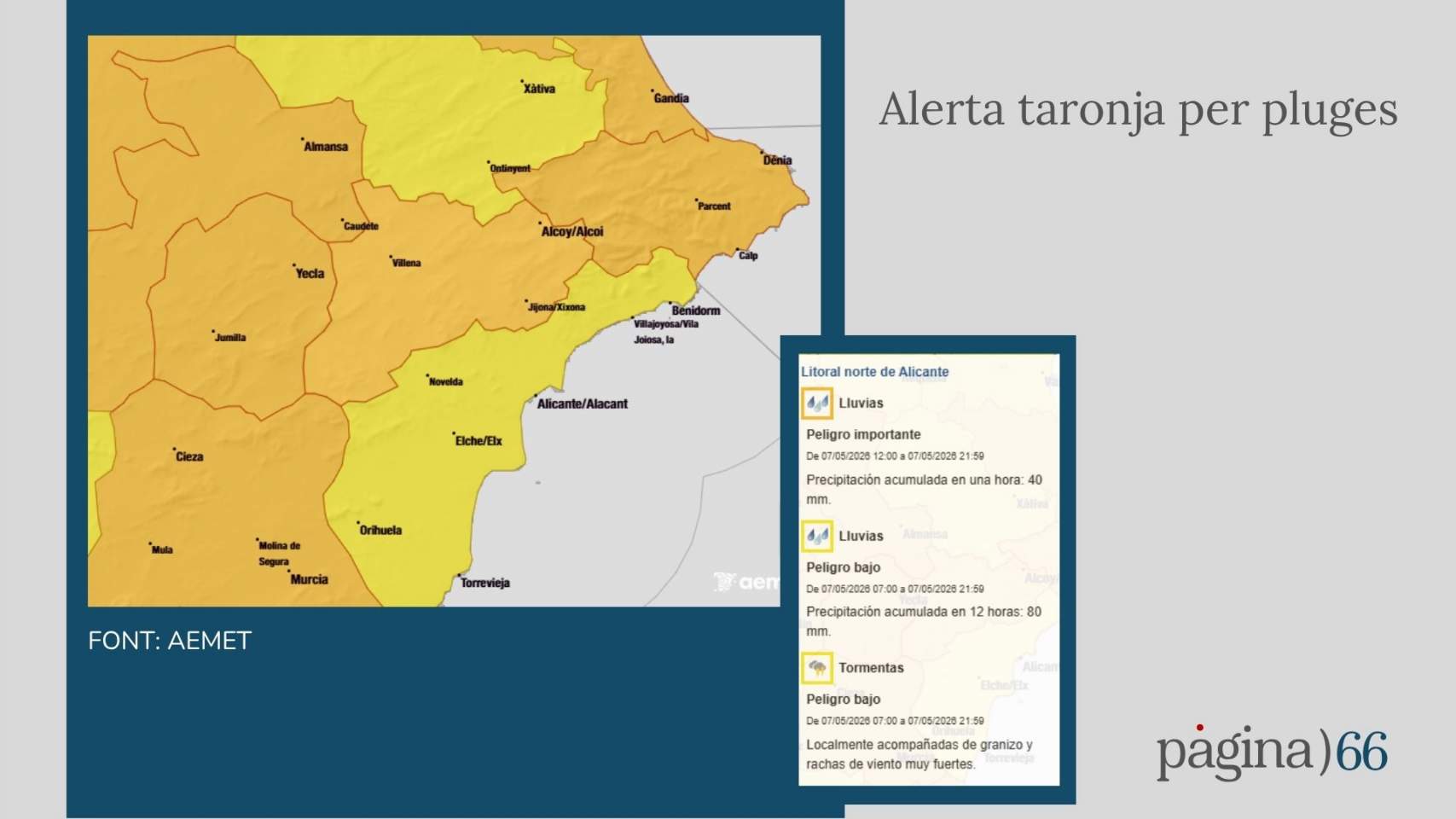 Alerta meteorol&ograve;gica / Font: AEMET