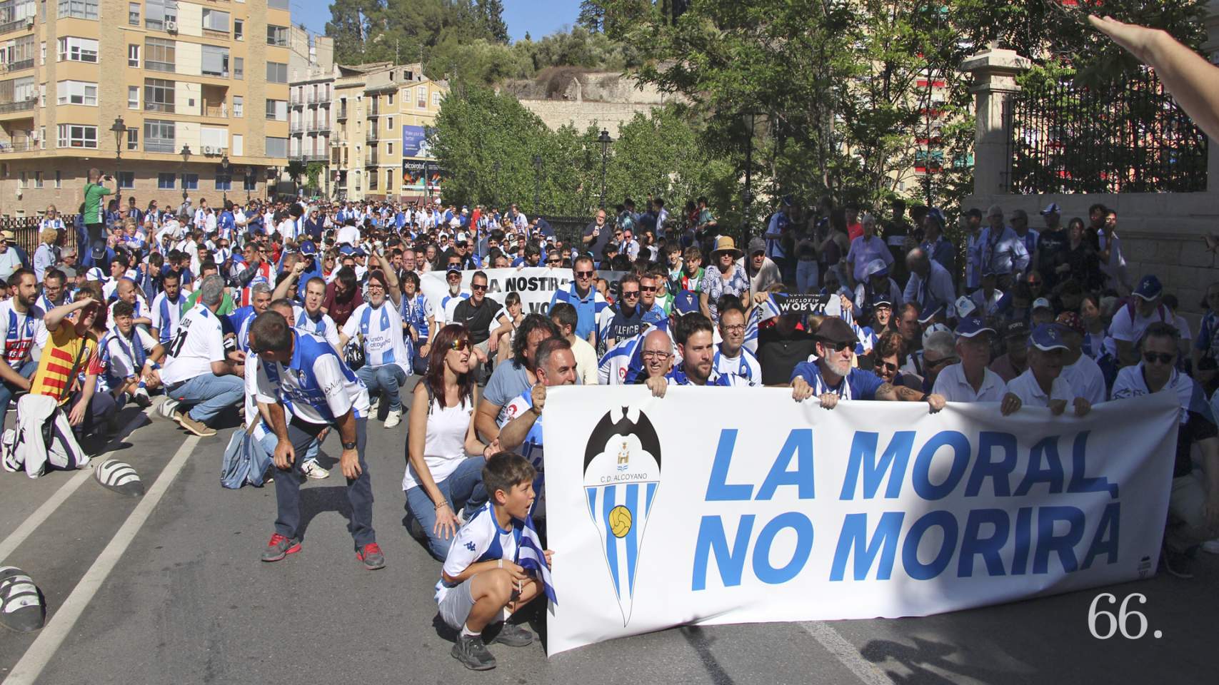 Aficionados del Alcoyano durante la última manifestación en Alcoy