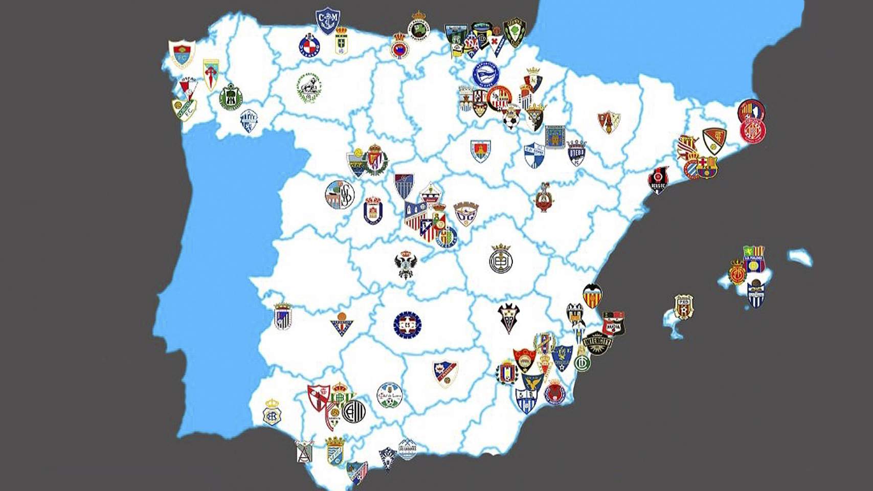 Mapa peninsular de la Segona Federaci&oacute;