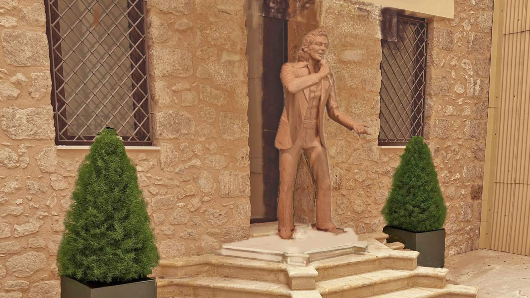 Recreación de la estatua en el patio del futuro museo
