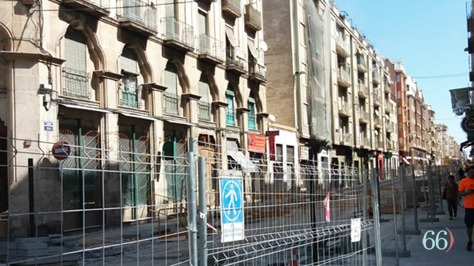 Calle Entença durante las obras