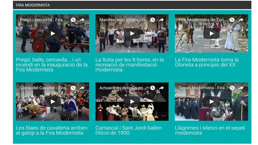 Captura de los seis vídeos de las actividades realizadas