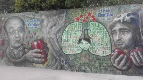 Vicent Andrés Estellés en un mural a Muro