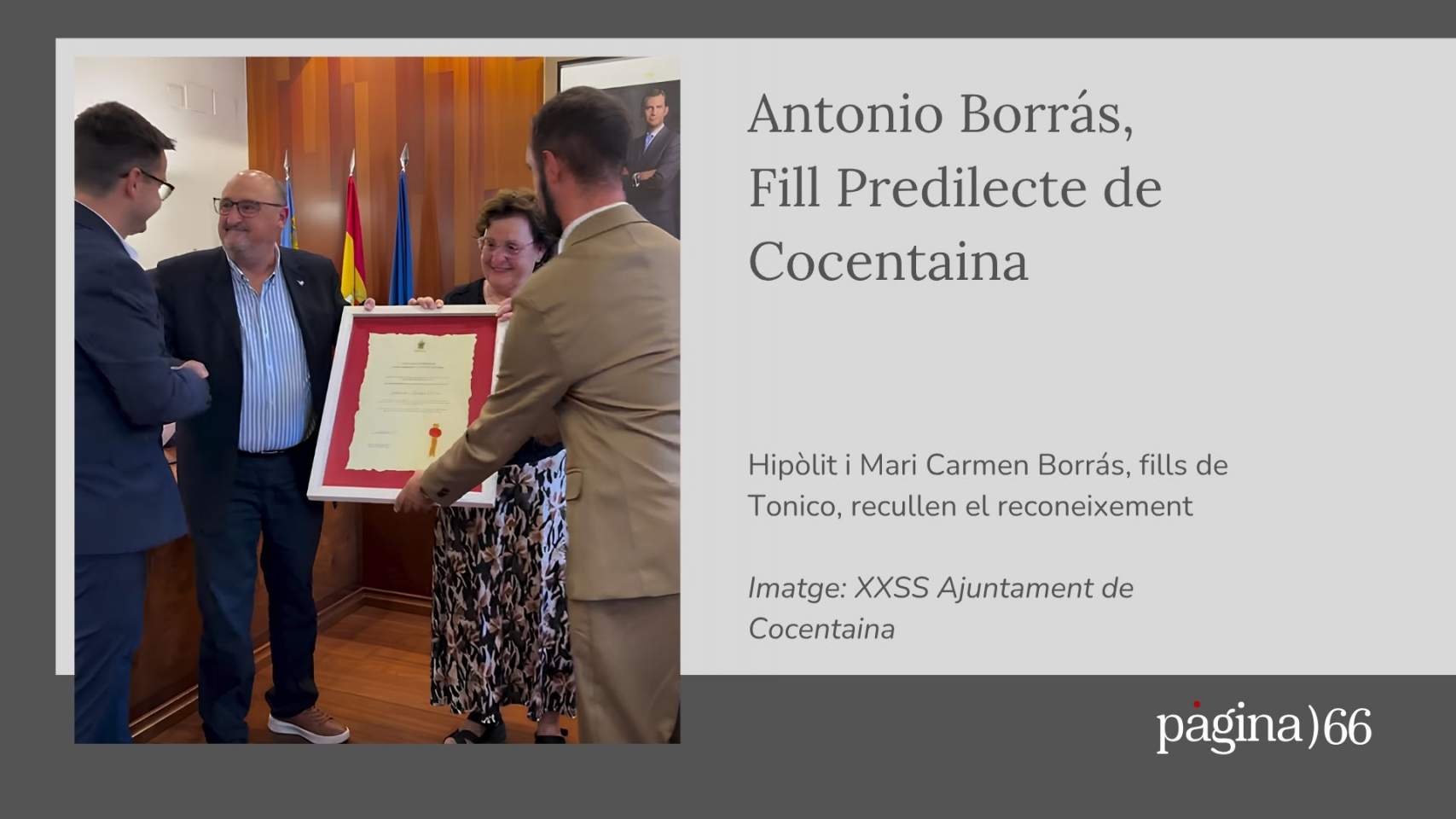 Cocentaina fa Fill Predilecte a Antonio Borrás