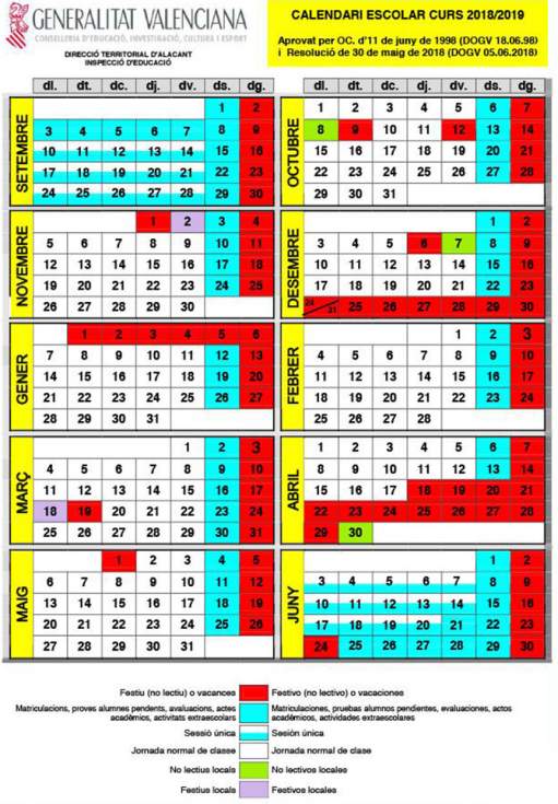 Calendari Escolar Cocentaina