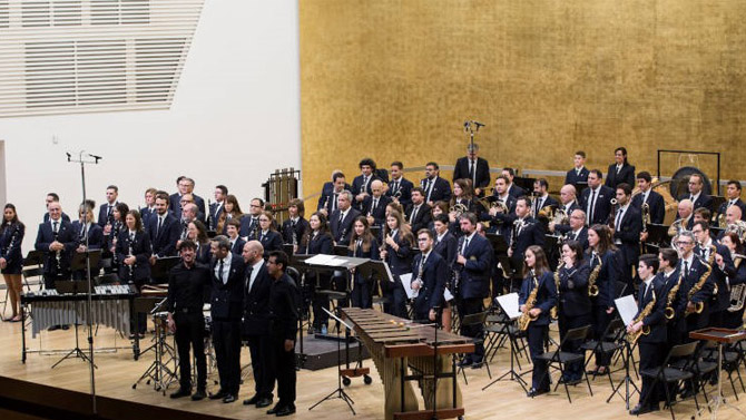 La Unió Musical al finalitzar l'actuació en l'ADDA