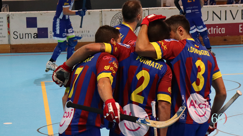 Celebración de un gol ante el Voltregá