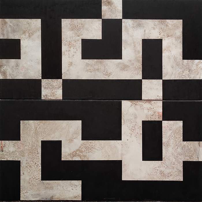Composició modular  binària II  Mixta sobre llenç 70 × 70 cm (díptic)