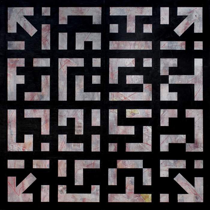 Composició modular  inversa II  Mixta sobre taula 80 × 80 cm