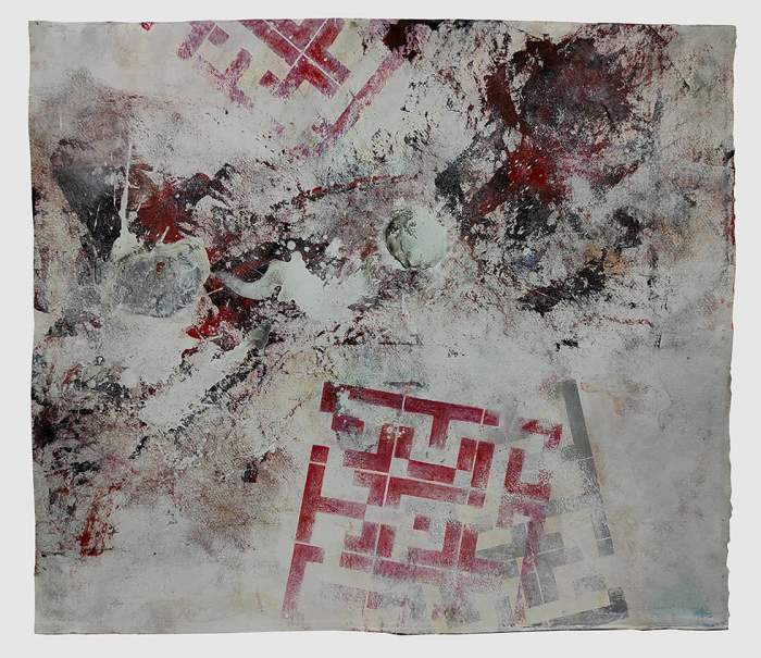 Violentiam mundi Serigrafia i mixta sobre paper 66,5 × 78 cm