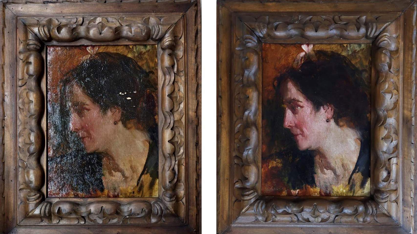 Estat de l'obra abans i despr&eacute;s de la restauraci&oacute;